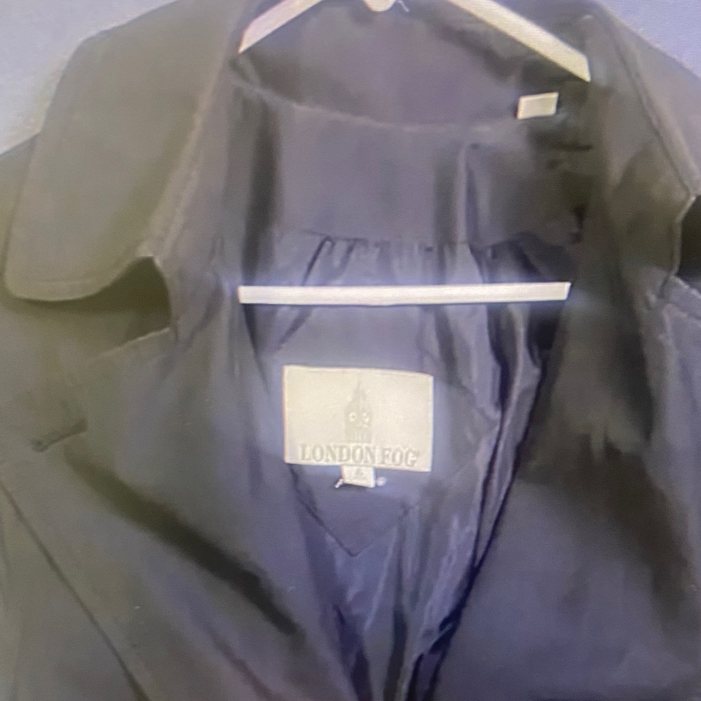 Vintage London Fog Double Breasted Belted Trench Coat Womens 6P Navy Nautical